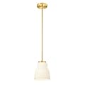 FEMILA Brushed Gold Pendant Light with Milk Glass Shade, Modern Hanging Light Fixture for Kitchen Island, Dining Room, Bar, E26 Socket, Adjustable Height, 4FYD87MIL BG
