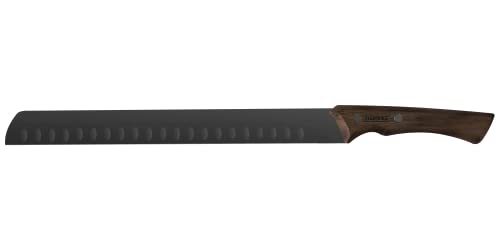 Tramontina - Cuchillo Slicer Churrasco Black, en Acero Inoxidable Oscurecido, para Cortes Grandes, Mango de Madera de 12', con Remaches, Color Negro, Tamaño de 43.5 cm