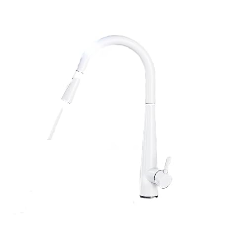 キッチン混合水栓、 引き出し式センサータッチコントロールシングルハンドルキッチン蛇口 マルチカラー(White B)