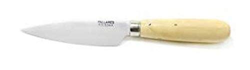 PALLARES SOLSONA Cuchillo Cocina Hoja Ancha 9 cm con mango redondo de madera de Boj - ACERO CARBONO