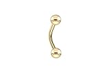 PIERCINGLINE Banana de oro de 14/18 quilates, oro 585, oro rosa, oro, plata, Stablänge: 12mm - Stabstärke: 1,6mm, Dorado, sin gema
