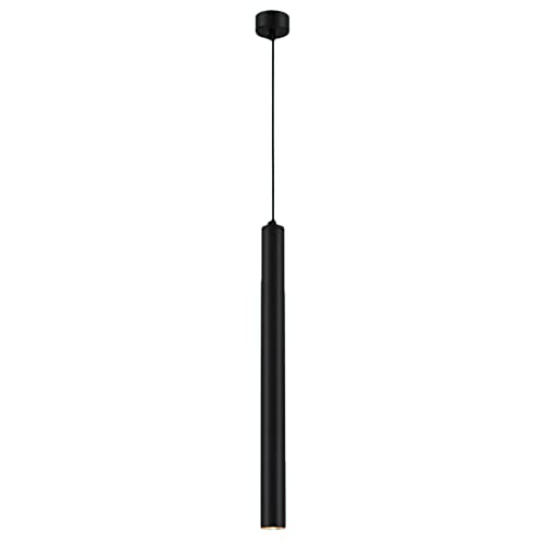 Lustre Led Noir En Aluminium, Cylindre Minimaliste, Suspension Réglable, Luminaires À Long Tube, Lampe À Suspension Cylindrique, Lampe À Suspension Pour Hall, Magasin de Vêtements/4*30Cm/Lumière Chaud