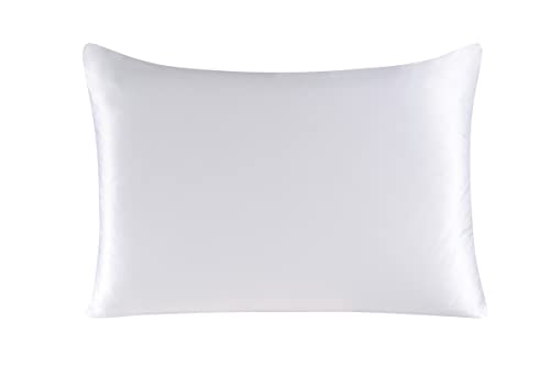 Townssilk Federa in seta naturale di gelso al 100% su entrambi i lati, con cerniera nascosta, 19 mm, dimensioni: 40 x 70 cm, per la salute di pelle e capelli, 600 fili, bianca
