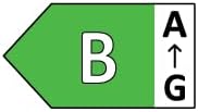 Energy efficiency label for a dishwasher, showing Class B on a scale from A to G.