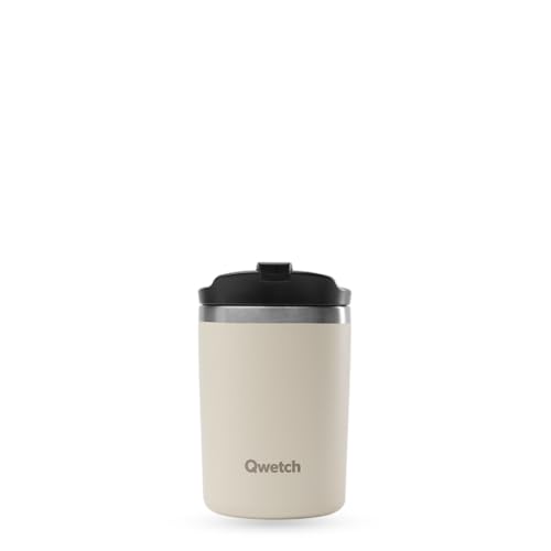 QWETCH - Travel Mug Isotherme - Sable 240ml - Thermo Café & Thé en Inox - 6h Chaud et 12h Froid - Compacte & Étanche, Mug de voyage