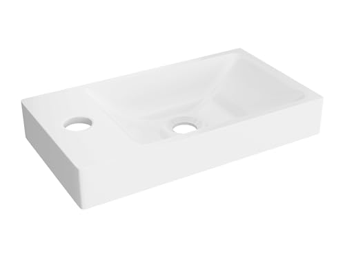 Vente-unique - Vasque lave main blanche en résine SMC - 40 x 22 cm - SARPOSA
