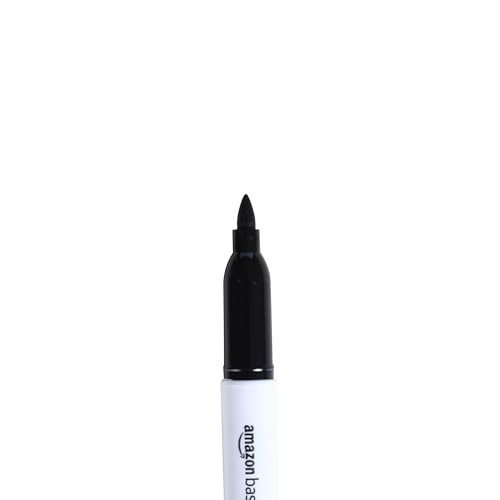 Image of Amazon Basics Fine Tip Point Permanent Markers for Office, School, and Home Use, Black, 4 Pack