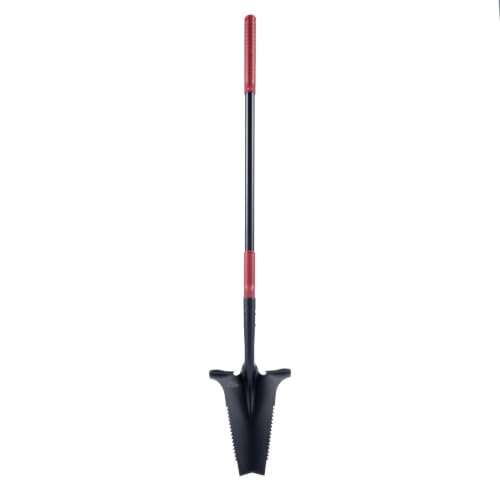 Root Slayer RS225 Long Handle Garden Shovel, Fiberglass Shaft, Black