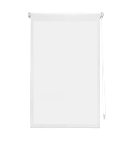 INTERBLIND | Estor Premium Enrollable EasyFix Translúcido Liso 37x180 cm (Ancho por Alto) - Estor Premium Montaje SIN Herramientas Medida Tela 34x175 cm - Estor Enrollable SIN TALADRAR Color Crudo