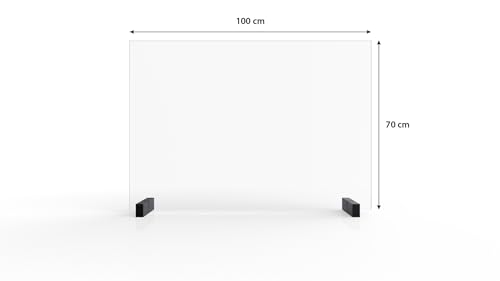 Spuckschutz mit Durchreiche aus gehärtetem Glas 100×70 cm