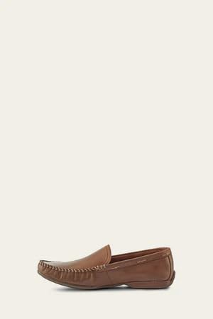 Image of Frye Lewis Venetian Loafers for Men Hand-Crafted with Antique Pull-Up Leather with Moccasin Construction, Full Rubber Outsole, and Modified Heel