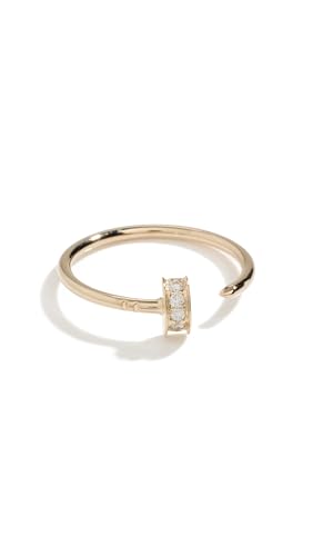 Zoe Chicco Womens 14k Gold with Pave Nail Open Ring Gold 7