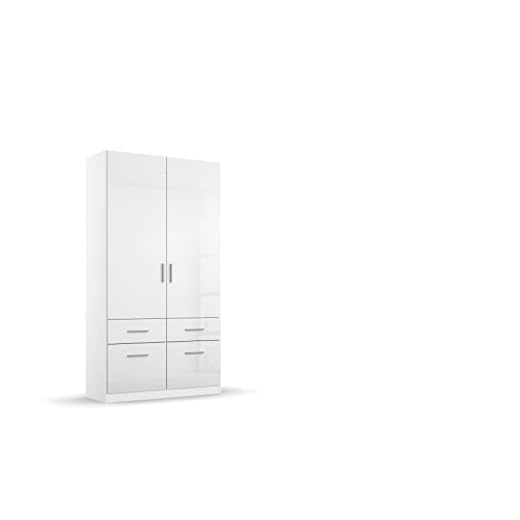 Rauch Möbel giratoria Celle-Armario de 2 Puertas con 4 cajones, Madera de ingeniería, Blanco Brillante, Breite 91 cm