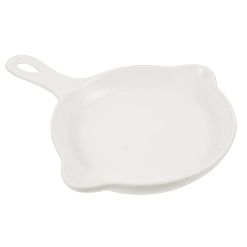 TIDTALEO Ceramic Bakeware Ceramic Pan with Handle Ceramic Baking Dish Condiment Mixing Pan Japanese Baking Pan Mini Fry Pan Chef Pan Pancake Pan Wok White Egg Pan Ceramics Cheese, 20.8X16.7X2.2CM