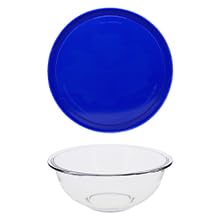 Tazón Pyrex 325 vidrio 2.5Qt con tapa azul redondo miniatura 4