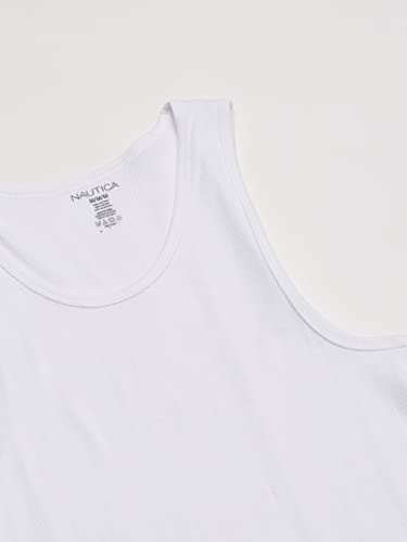Nautica Men's 4 Pack Ribbed Cotton Tank Undershirts4
