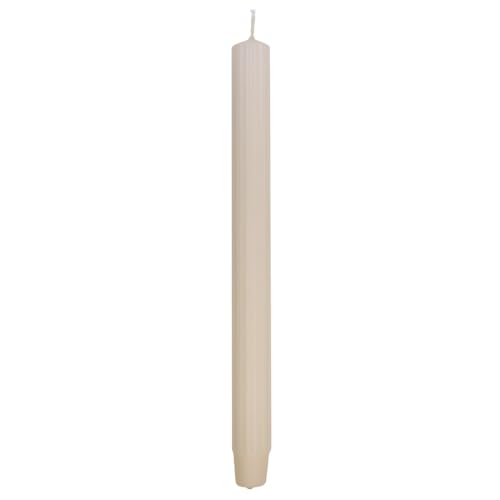 DONAU HOME Set Lange Stabkerzen Gerippt/Cream, Beige/ 4 Stück / 30 x Ø 2,5cm Unparfümiert/Geriffelte Stabkerzen/Tafelkerzen zur Dekoration im Wohnzimmer, Bad / 10 Stunden Brenndauer
