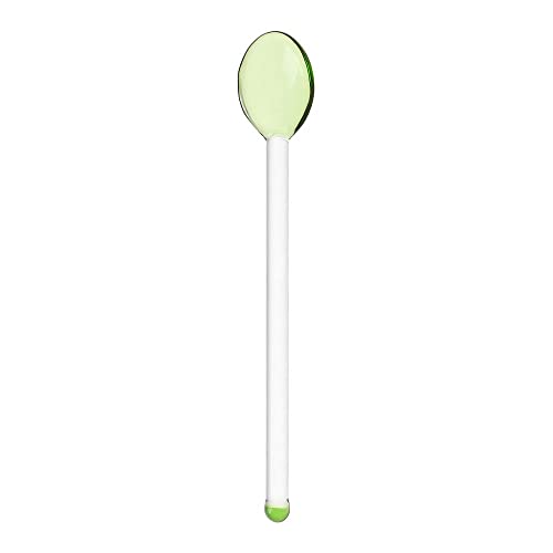 Cucharas pequeñas de vidrio, cuchara de mango largo para el hogar, cuchara de café, vaso agitador de espresso, cucharaditas de cristal transparente (verde)
