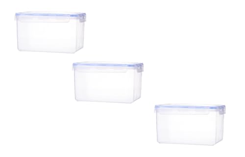 Image of Aristo Lock & Fresh 402 Plastic Storage Container For Storing grains, pulses, rice, wheat etc set of 3-6400 ML, Transparent Clear, large (LOCK&FRESH402) (29.5 x 22.5 x 13cm)