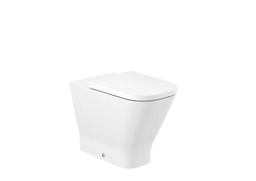 ROCA A347479000 THE GAP SQUARE Confort Inodoro Rimless Tanque Alto Blanco - Asiento: SIN ASIENTO SIN ASIENTO