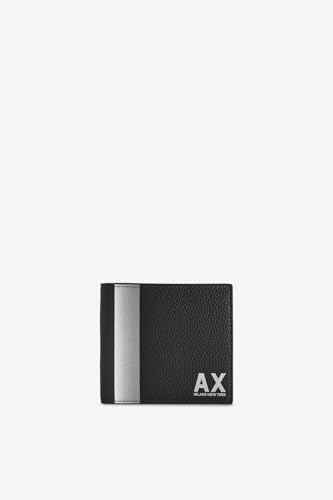 Armani Exchange Long Island pour Homme, Bande latérale, Portefeuille bipliant, Noir, Taille Unique