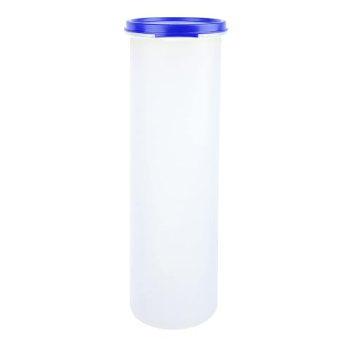 Image of SIMPARTE Smart Slim Storage Air-Tight & Leak Resistant Plastic Round Modular Container For Juice, Snacks, Cookies, Wafers, Stackable, BPA Free, Refrigerator Safe (1100ML, Dark Blue, Set of 4)