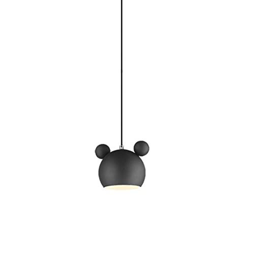 Design classique de souris de dessin animé pour cette lampe suspendue noire moderne