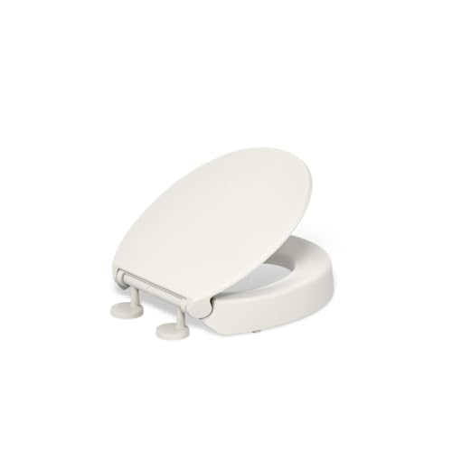 Kohler 25876-96 Hyten Elevated Quiet-Close Toilet Seat, Biscuit, Round