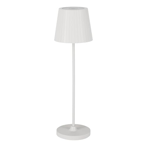 Eglo Cabozo Lámpara de mesa led para exteriores, lámpara de exterior táctil regulable, lámpara de mesa para uso exterior sin cable con puerto USB, plástico blanco, blanco cálido, IP44