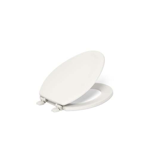 Kohler K-4647-47 Stonewood Molded-Wood with Color-Matched Plastic Hinges Elongated Toilet Seat, Almond
