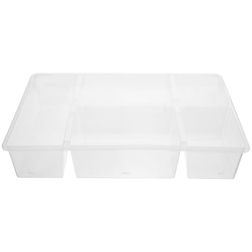 VILLFUL Organizador de Cubiertos Grande Transparente para Cajón Divisor de Utensilios de Cocina Bandeja de Almacenamiento de Vajilla y Cubertero sin Tapa Caja de Almacenamiento Práctica y