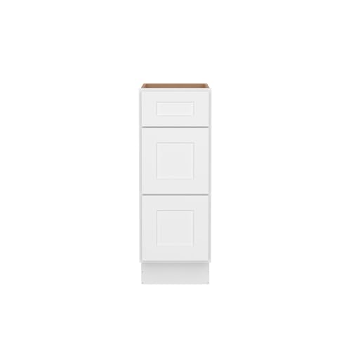 Image of Furinno Shaker Drawer Base Kitchen Cabinet with 3-Drawers, Ready to Assemble, 24 D x 12 W x 34.5 H, White