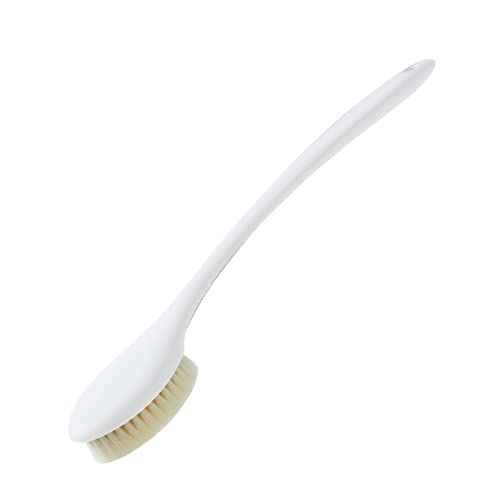Bath Scrubber Body Brush Shower Scrubber Back Brush with Long Handle, Ergonomic Nonslip Durable (White)