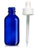 Premium Vials Boston Round Bottle 2 oz BLUE - w/White Child Resistant Dropper - Pack of 12