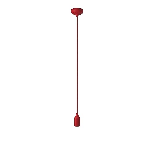 creative cables - Lampada a sospensione colorata in silicone con cavo tessile - Senza lampadina, Rosso