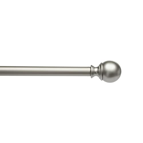 Amazon Basics Extendable Window Curtain Pole with Round Finials - 19mm Diameter, 183-366cm, Nickel
