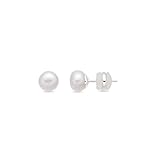 LUXENTER Pendientes de Aleacion De Metal con Perla Blanca acabada en Plata Color Blanco Pendientes Pequeños Estilo Minimalista. Joyas para Mujer Loyah