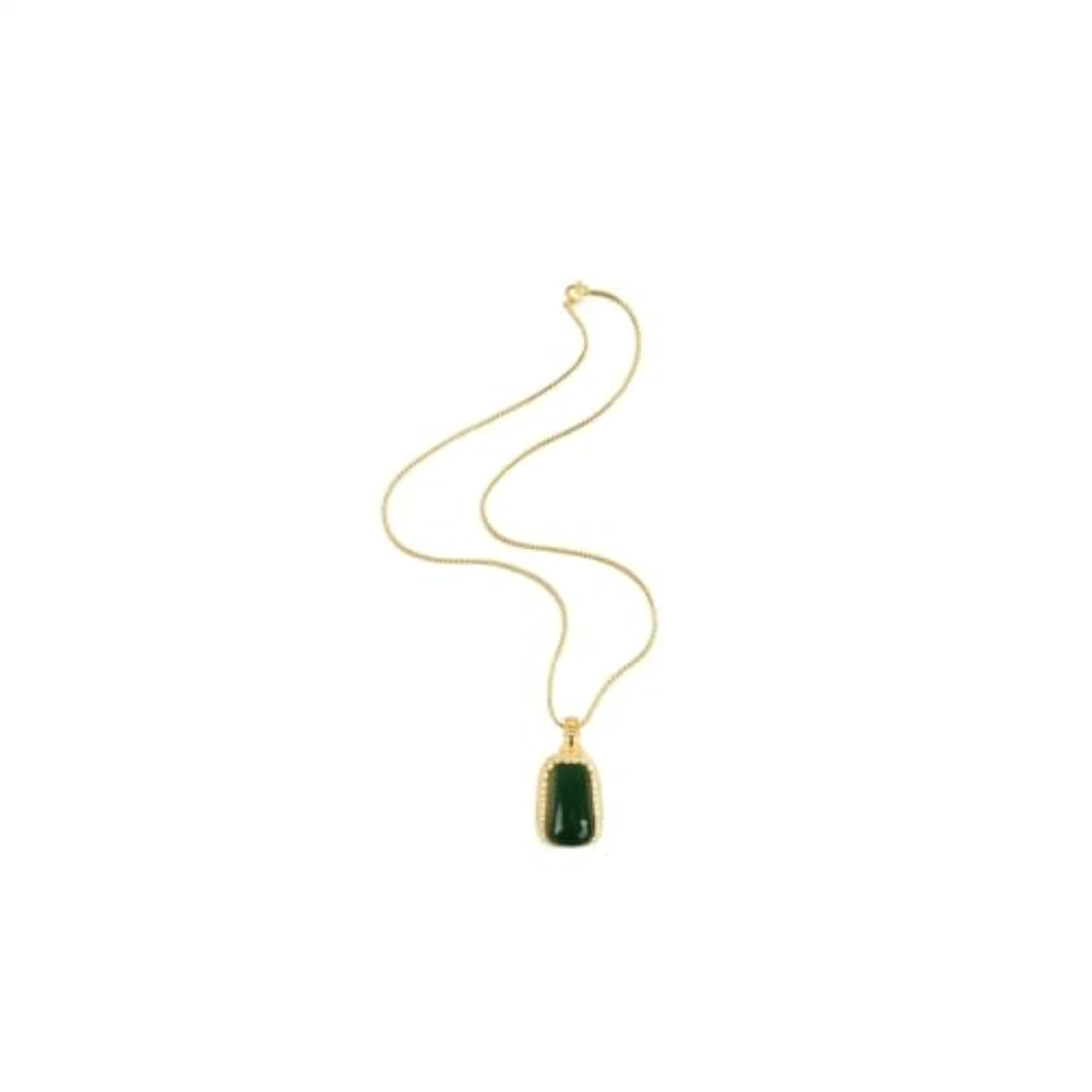 Women's 925 Sterling Silver Gold-Plated Green Gemstone Pendant Necklace