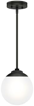 Hunter - Hepburn 1-Light Matte Black, Modern Style, Dimmable, Medium Size Pendant Light for Bedrooms, Kitchens, Dining, Living Rooms - 19871