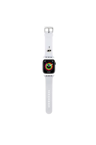 Image of KARL LAGERFELD KLAWLSLKNH Watch Strap for AppleWatch 42/44/45 mm White Strap 3D Rubber Karl Head, Silicone