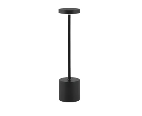 Luminária Abajur de Mesa Moderna Sem Fio Recarregável com Variação de Led e Dimmer, 32cm (Preto)