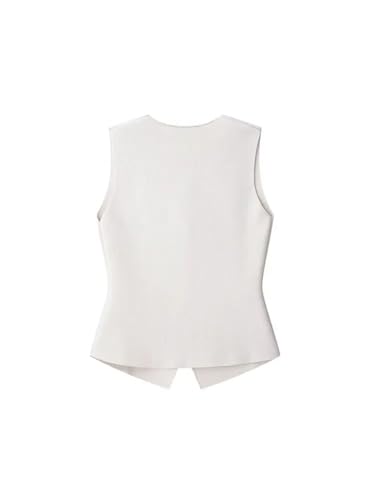Women Knit Waistcoat Solid V-Neck Button Sleeveless Straight Tops Casual Slim Vest4