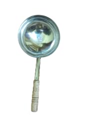 Aadityaa's Kadai Chinese Kadai Tadka Pan Boil Pan Naturally Non Stick Stainless Steel Antique Pattern 8IN Dia x7 in Long Wooden Handle Cooking Deep Frying Toss Frying Pack 1.