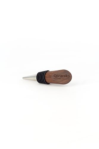 Qpractiko - Elegant Walnut Wood Wine Stopper, Walnut Brown, 6,2 x 3,8 cm - Image 3