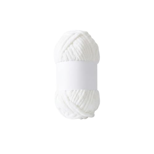 Image of Soft Chenille Yarn 100 gm Soft Velvet Wool Oon for Crochet Knitting DIY Craft Multipurpose Yarn Ball for Blanket Scarf Cushion Making (Purple) (White)