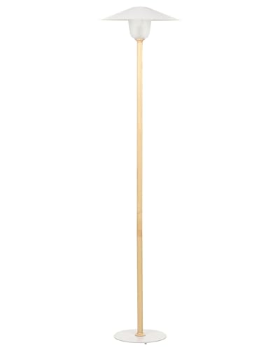 Beliani Lampadaire en Bois à Abat-Jour Conique Blanc Moderne pour Salon Etude Moppy