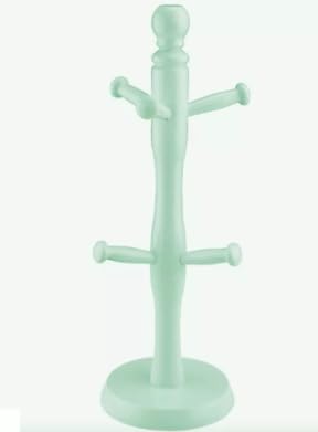 Vision4ever Green Colour 6 Hook Peg Hanging Tea Cup Coffee Mug Tree Rack Holder Kitchen Storage (Green)