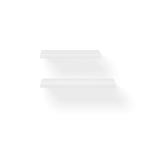 FURNITABLE Estantería para Pared Baldas Flotantes 60+80cm Fijación Invisible Repisa Madera Blanco para Exposición de Productos, Sala de Herramientas