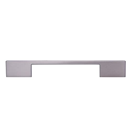 Image of South Main Hardware Wide Modern Die Cast Cabinet Drawer Pull Handle, 6.3 inch Center to Center Hole Spacing, Satin Nickel, Mounting Hardware Included, 10-Pack