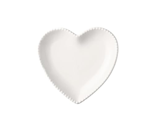 Plato de cerámica artesanal con forma corazón for joyería, aperitivos, pasteles, frutas y melocotones Para collares y pulseras(White love plate)